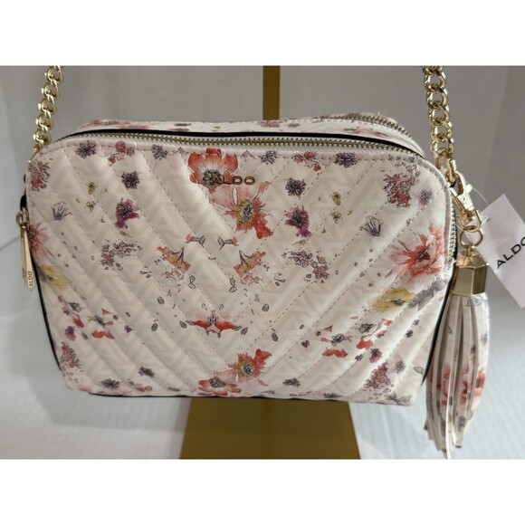 Aldo Crossbody Floral Vibrant Pattern Quilted Bag, Gold-Tone Hardware New W/Tag - Picture 4 of 16